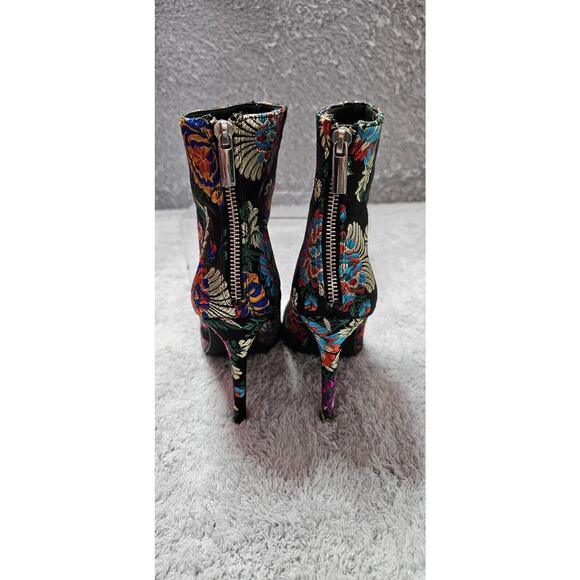 Just Fabulous Asian Floral Brocade Stilletto Ankle Boots Bootie Shoes 6.5 - Picture 2 of 7